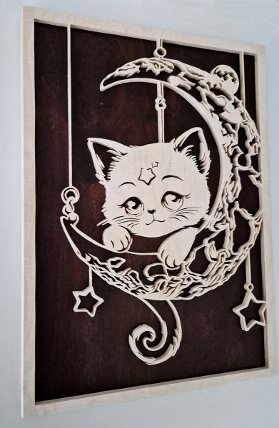 Wandbild Katze auf dem Mond